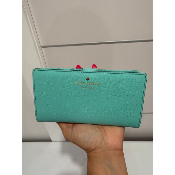 Kate Spade Turquoise Leather Zip-Around Wallet - Picture 11 of 11